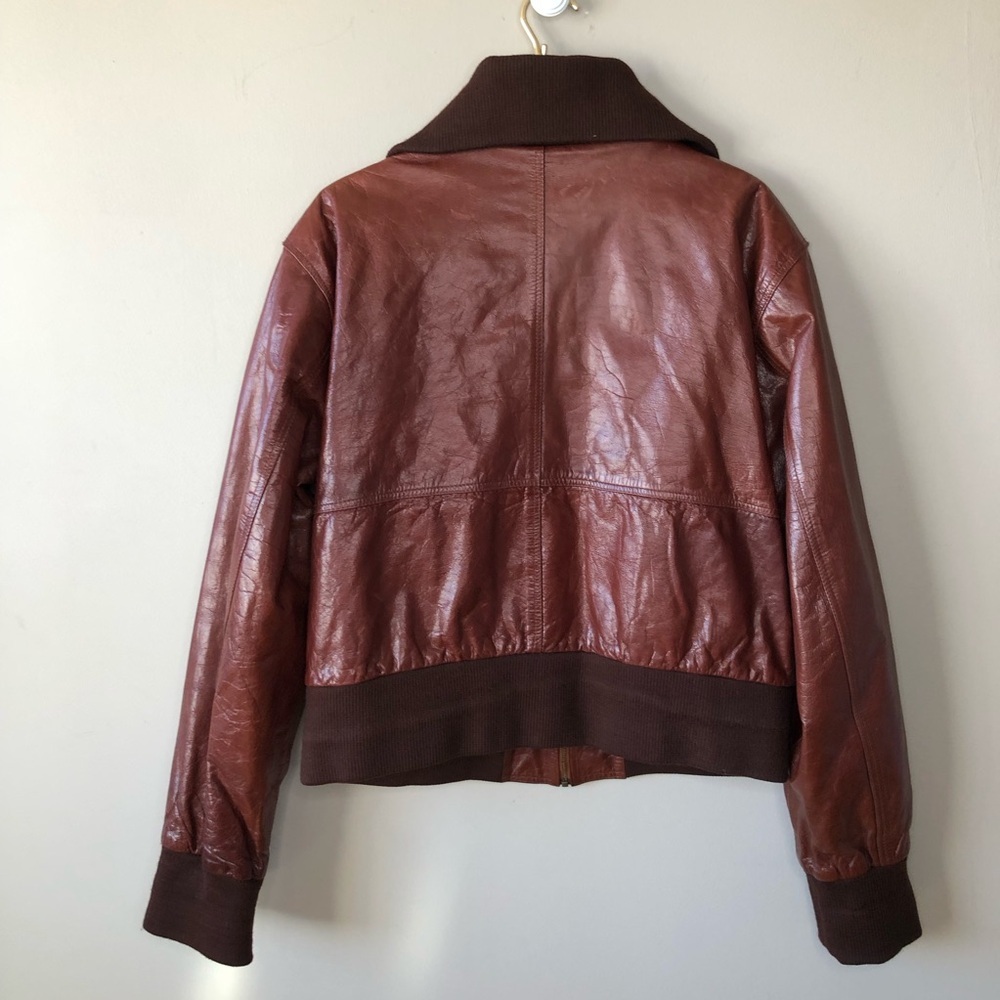 Men’s Vintage 90s brown leather bomber coat jacket L - Picture 5 of 16
